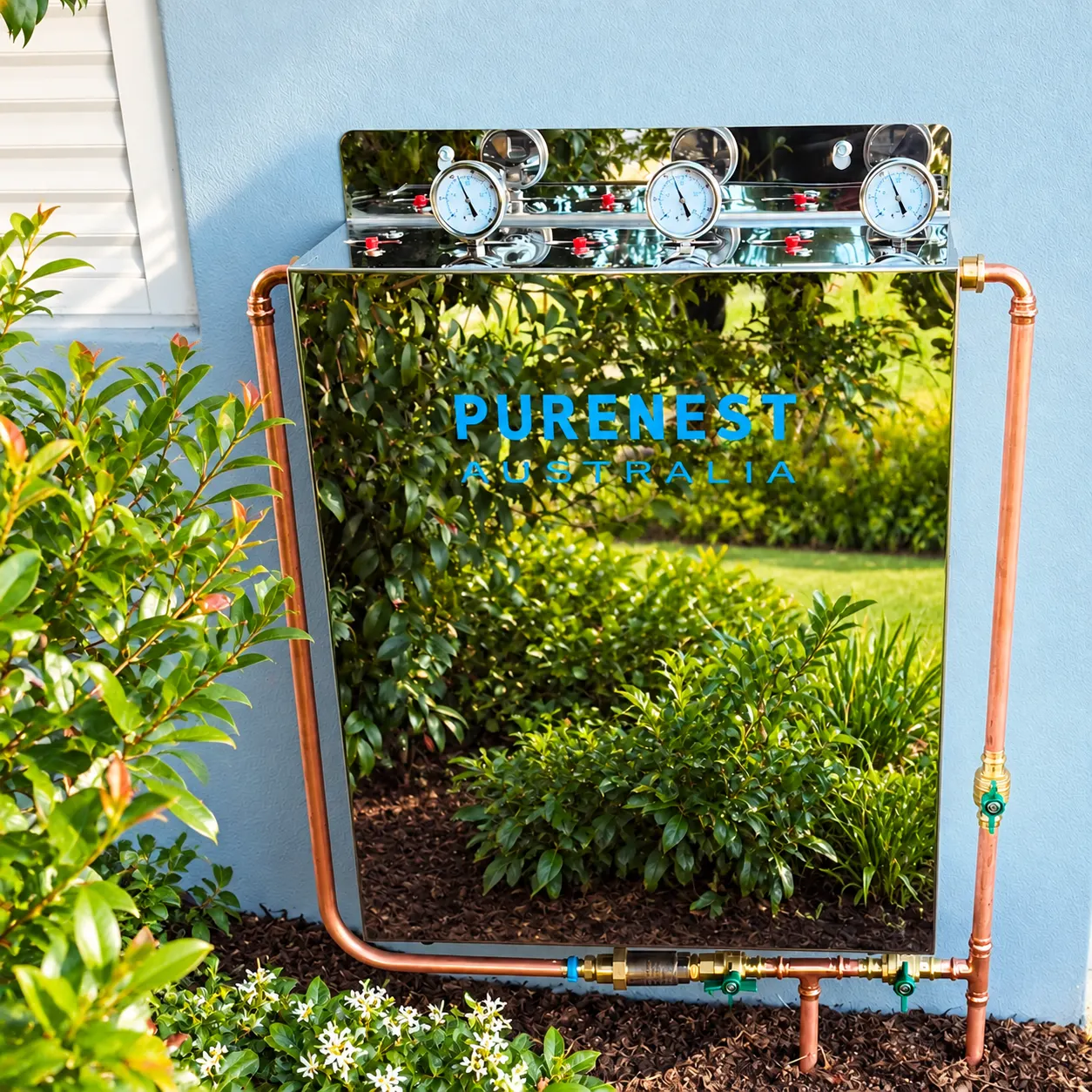 Purenest Australia stainless whole-home filtration system installed at a home in Mandurah